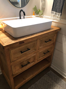 Rustic Farmhouse Vanity, Front Left