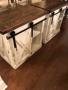 Brittany Sliding Barndoor Nightstand w/ Kona Top