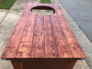 Outdoor Rolling Table for Large Big Green Egg or Kamado Joe - Cognac stain