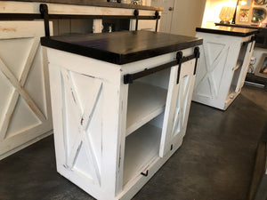Brittany Sliding Barndoor Nightstand w/Black Stain Top