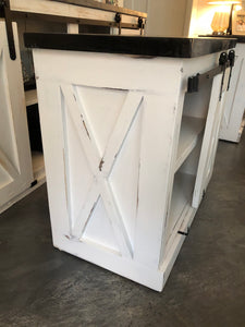 Brittany Sliding Barndoor Nightstand w/Black Stain Top