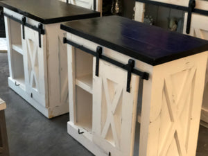 Brittany Sliding Barndoor Nightstand w/Black Stain Top