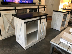 Brittany Sliding Barndoor Nightstand w/Black Stain Top