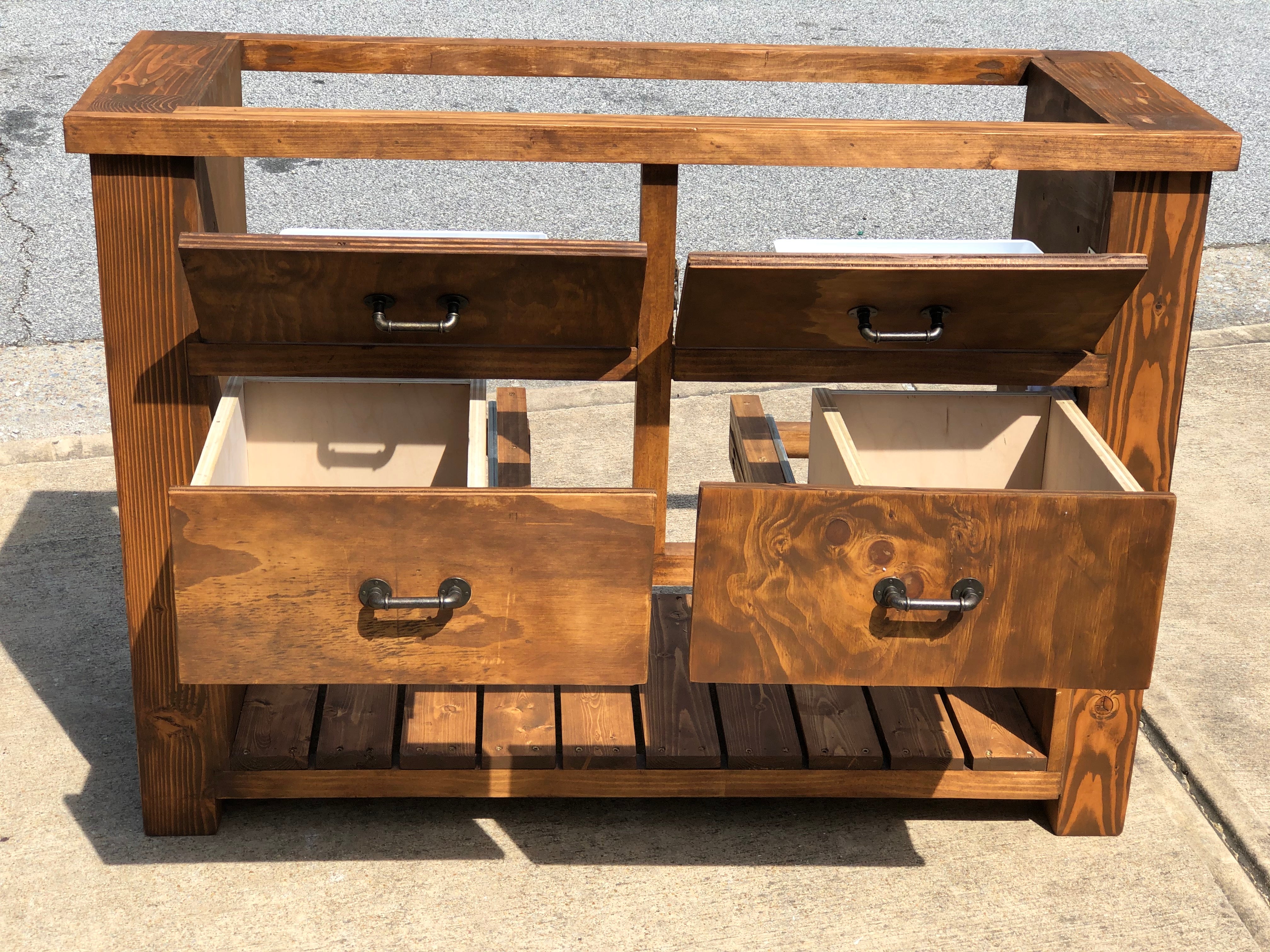 Farmhouse Bathroom Vanity with Flip Down Drawers
